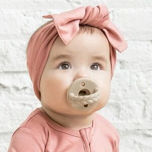 Copper Pearl Knit Baby Headband Bow